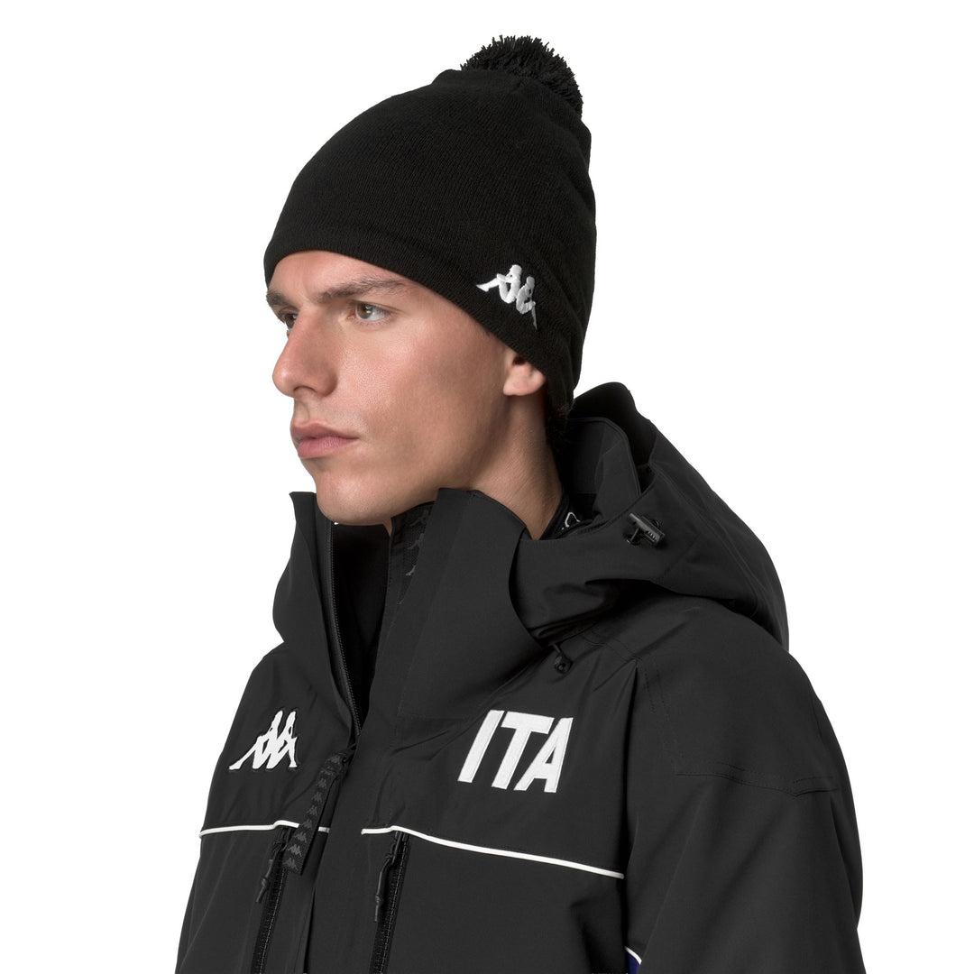 Black Unisex Acrylic Winter Hat with Pom Pom and Polar Lining main