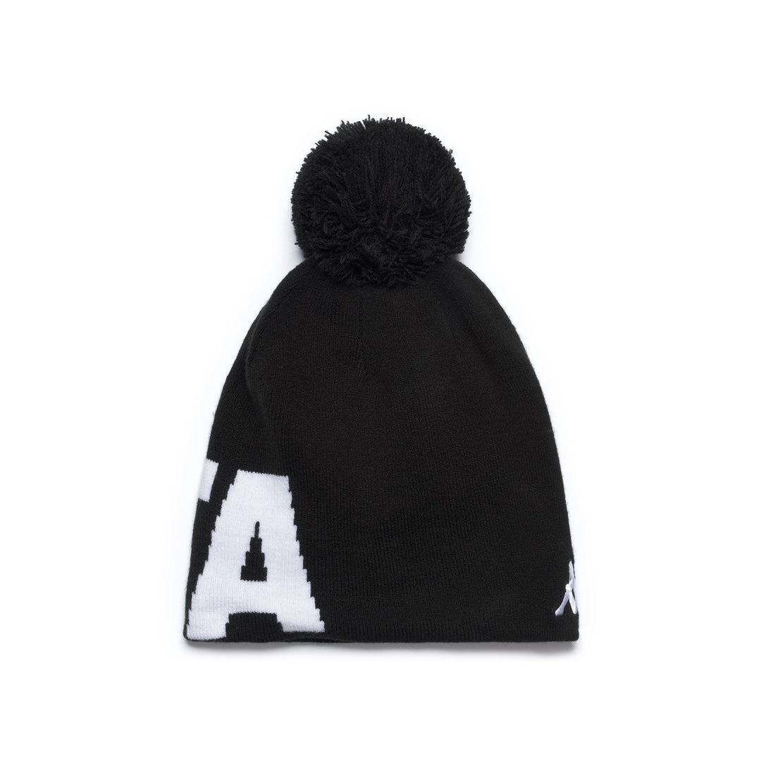 Black Unisex Acrylic Winter Hat with Pom Pom and Polar Lining 01