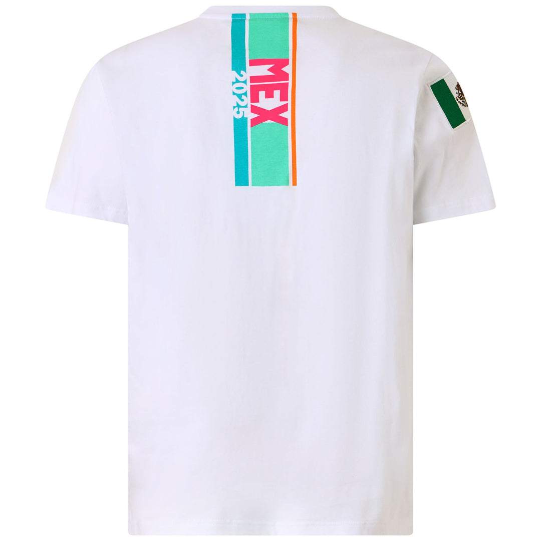 T-shirt grafica da uomo bianca e grigia con logo Omini main