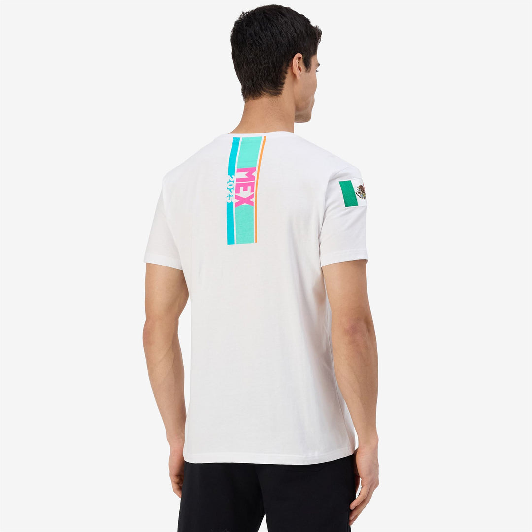 T-shirt grafica da uomo bianca e grigia con logo Omini main