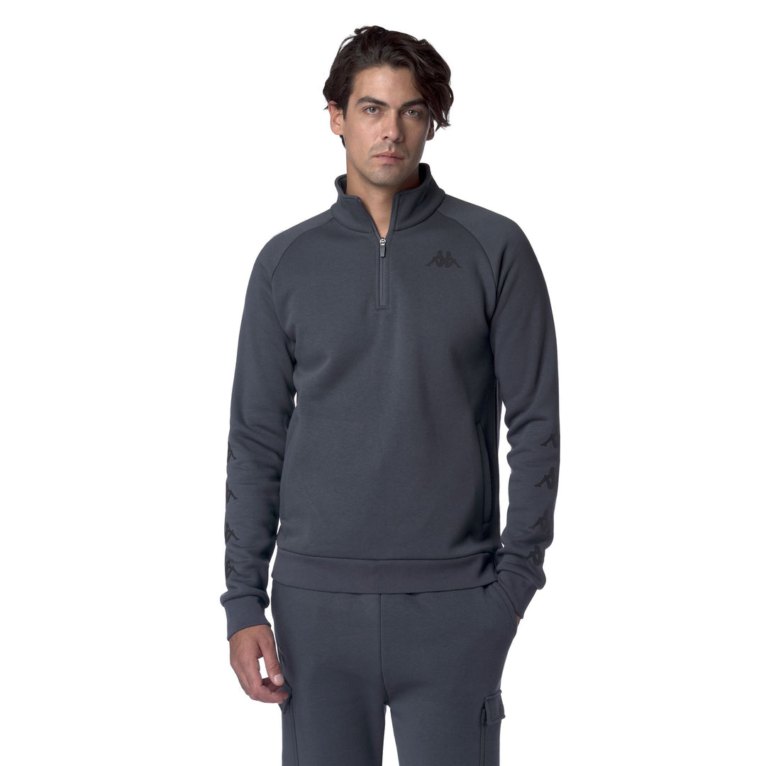 Grey Men's Fleece Jacket with Half Zip and Side Pockets main