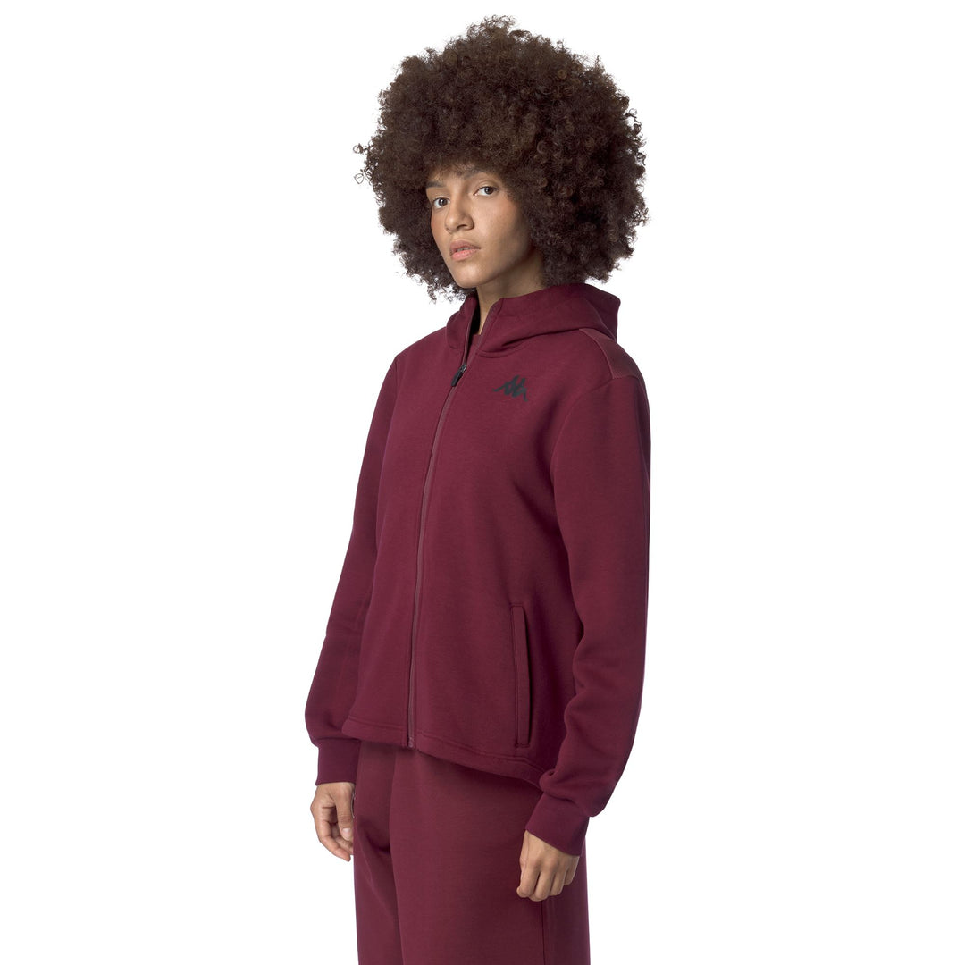 Sudadera con capucha holgada roja para mujer en forro polar cepillado main