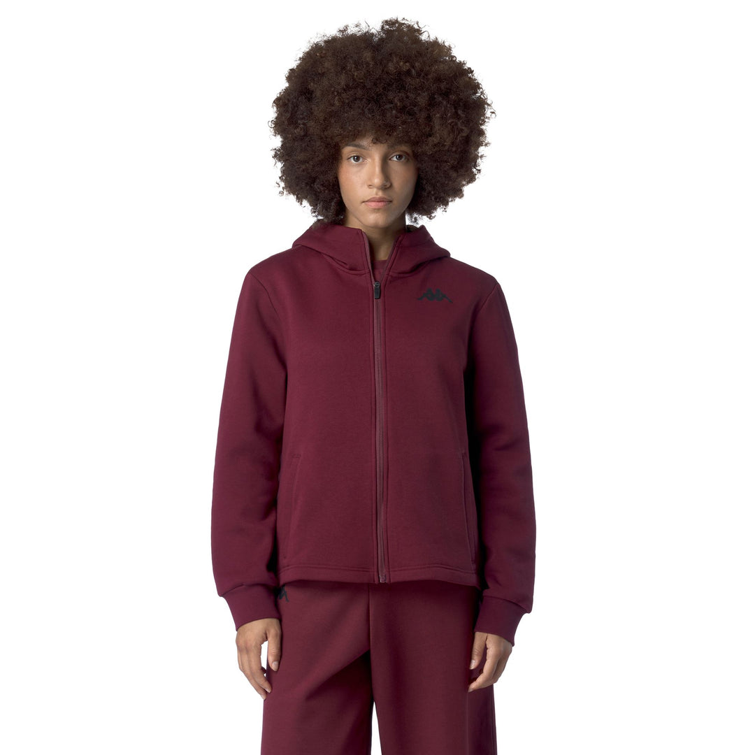 Sudadera con capucha extragrande de polar con cremallera para mujer en color rojo main