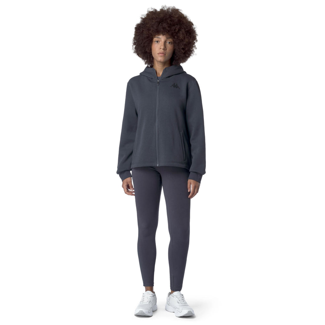 Sudadera con capucha extragrande de polar gris para mujer con cremallera completa y bolsillos main