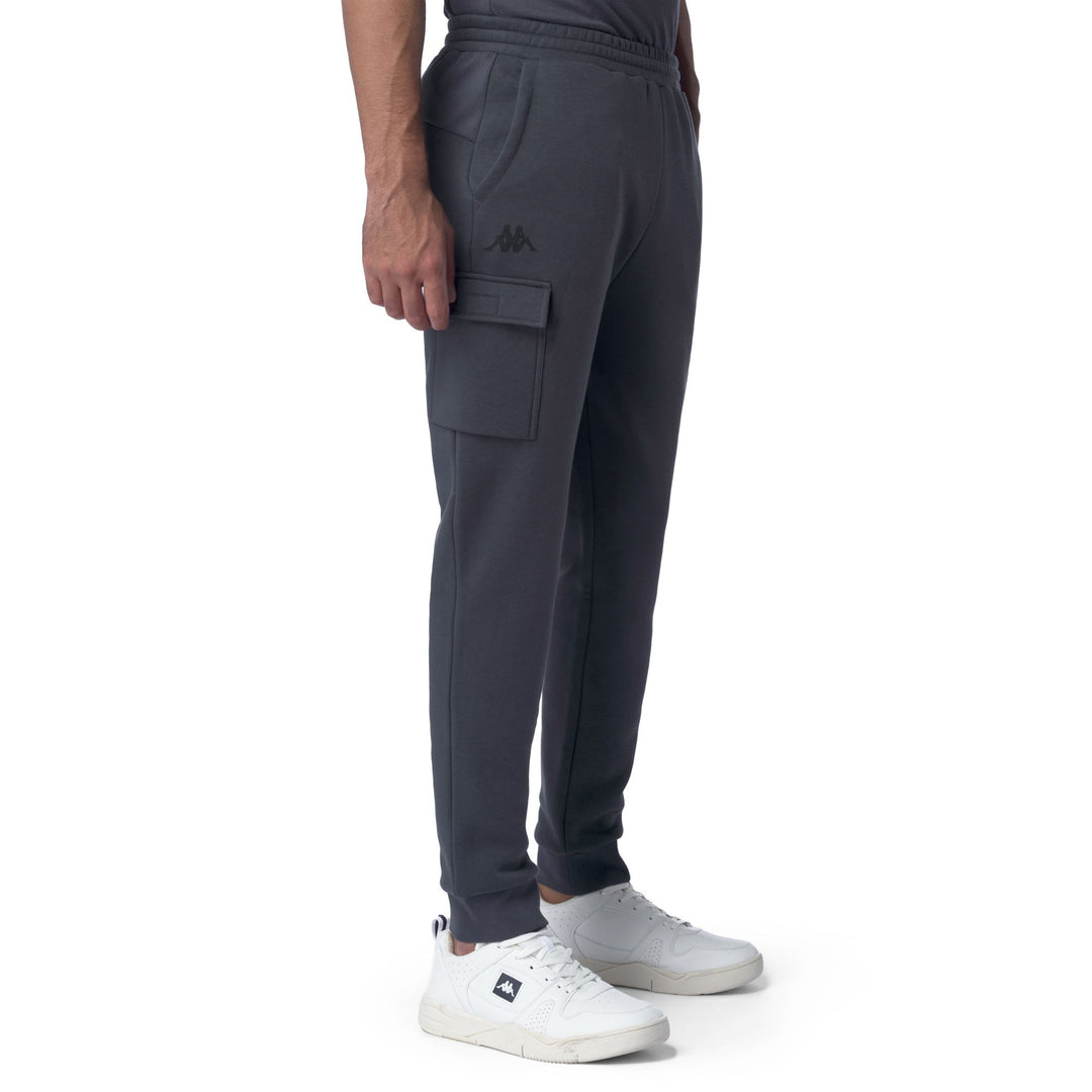 Grey Men's Cargo Pants with Elastic Waist and Pockets 01