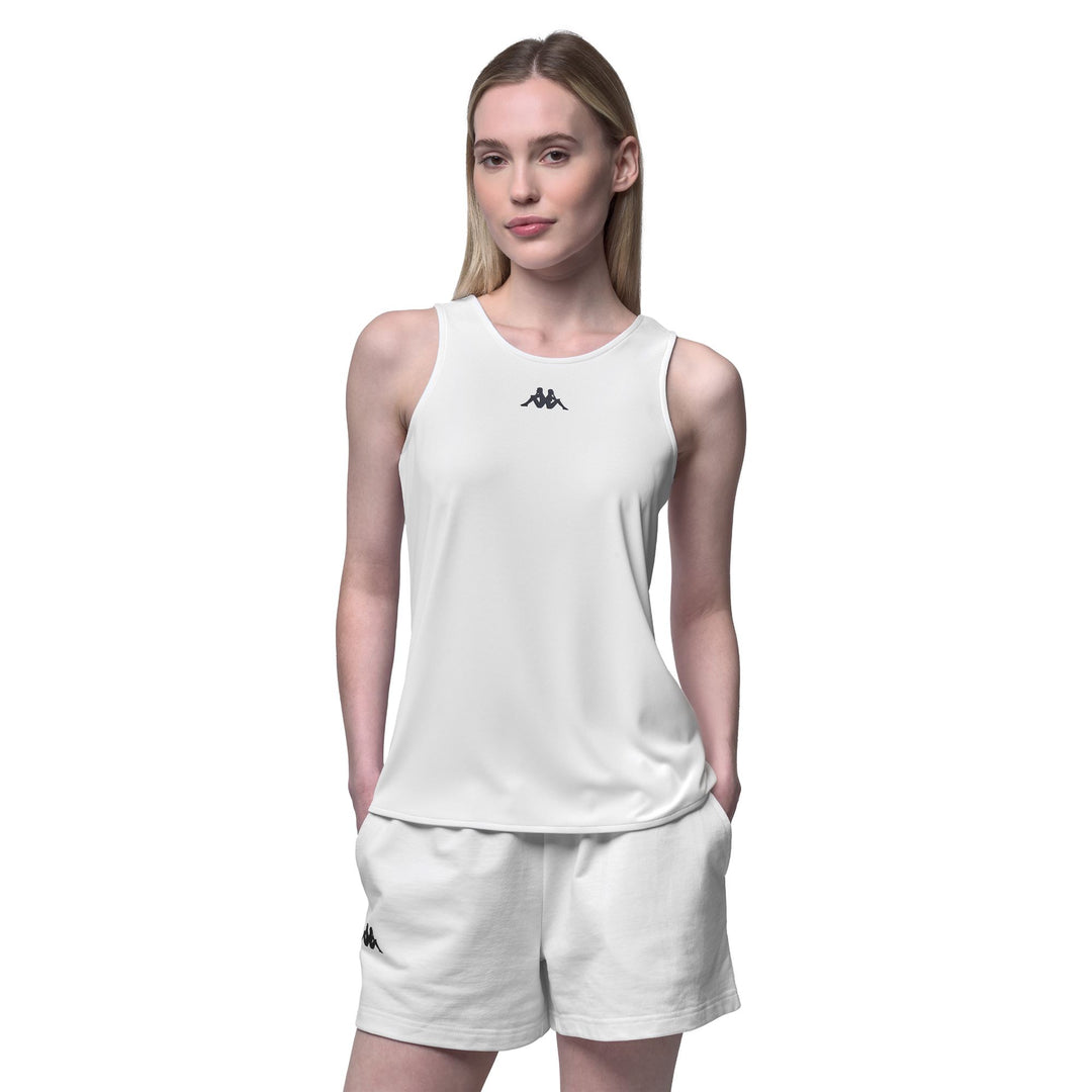 White Women's Regular Fit Polyester Training Tank Top 01