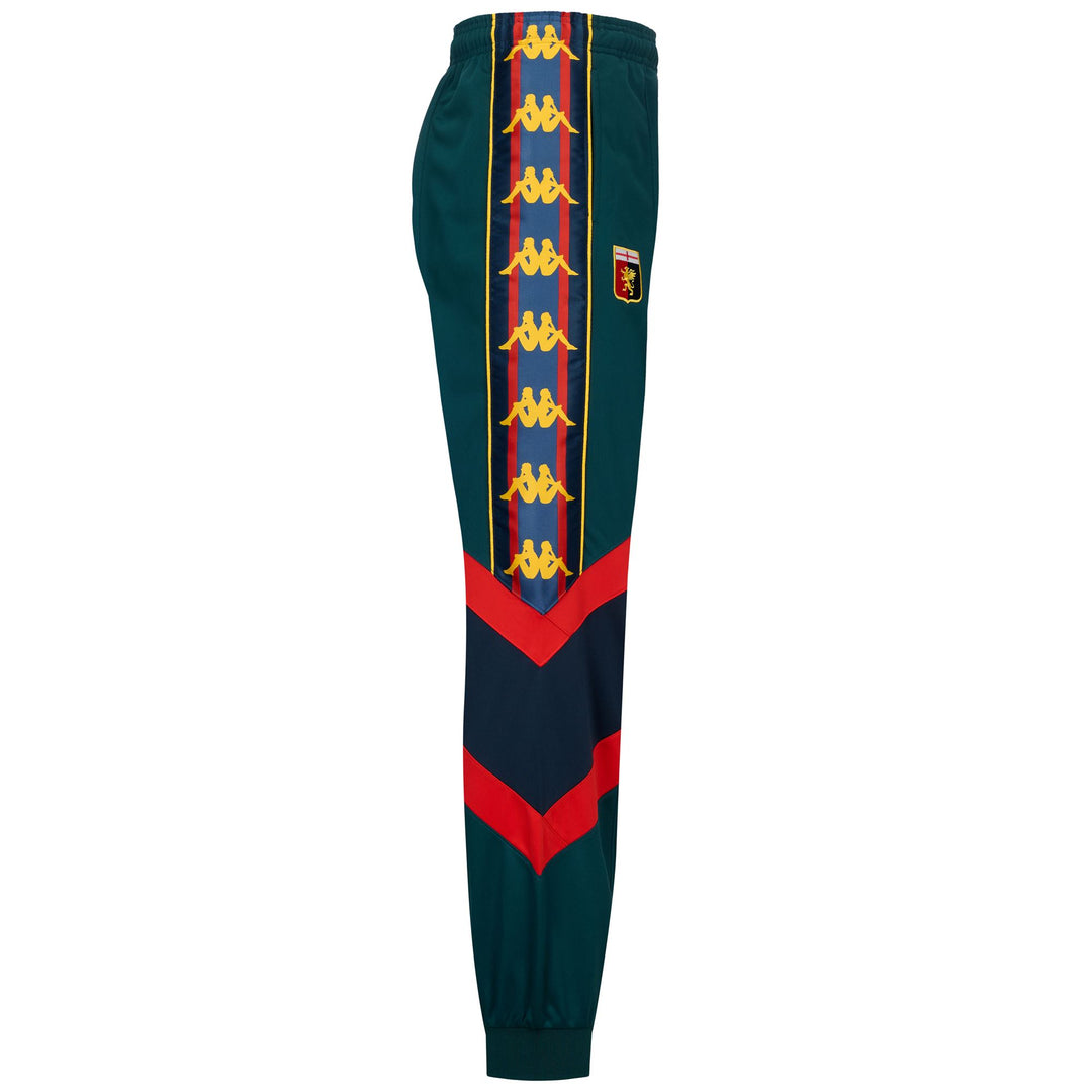 Pantalon de football Genoa vert pour homme, coupe oversize, en tissu brossé main