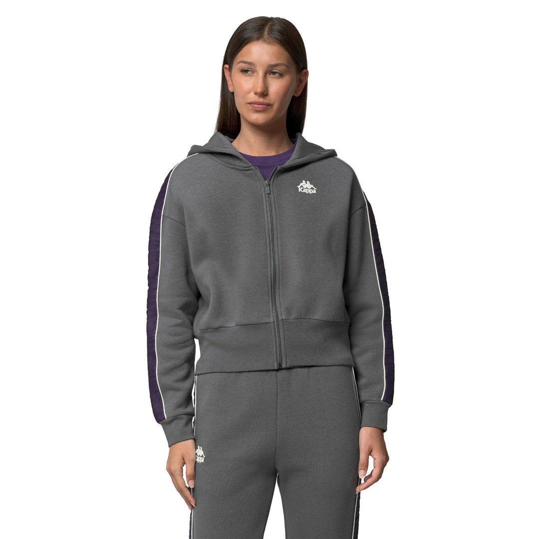 222 BANDA CARLISE 2 - Fleece - Jacket - Woman - Grey Charcoal-Violet Anil-White Natural 01
