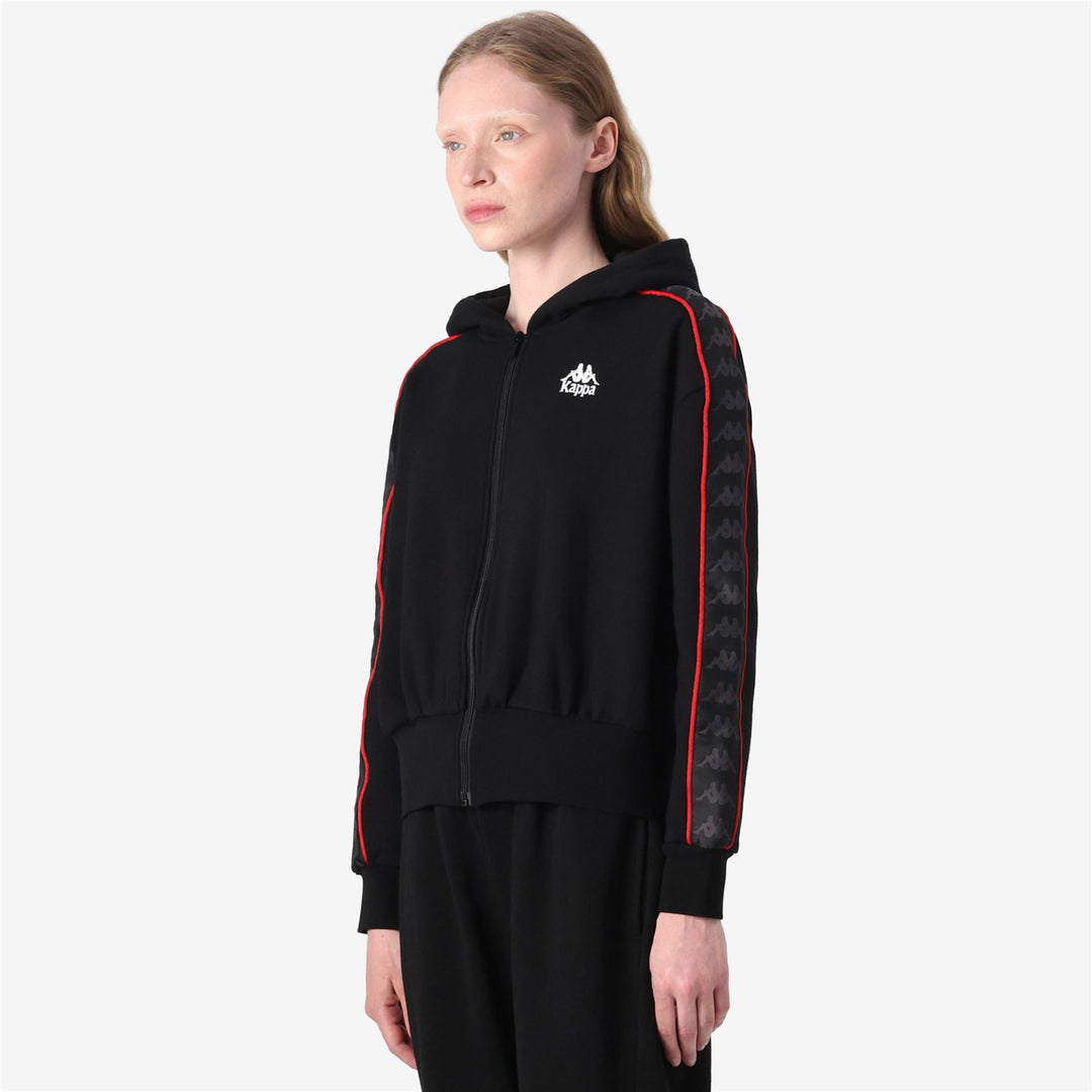 Black Women's Fleece Jacket with Hood and Full Zip main