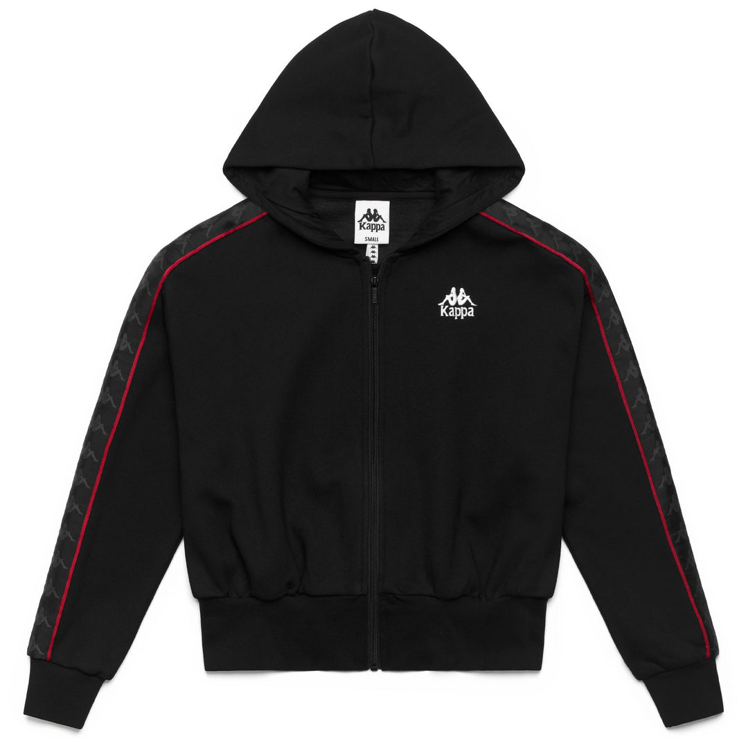 Black Women's Fleece Jacket with Hood and Full Zip 01