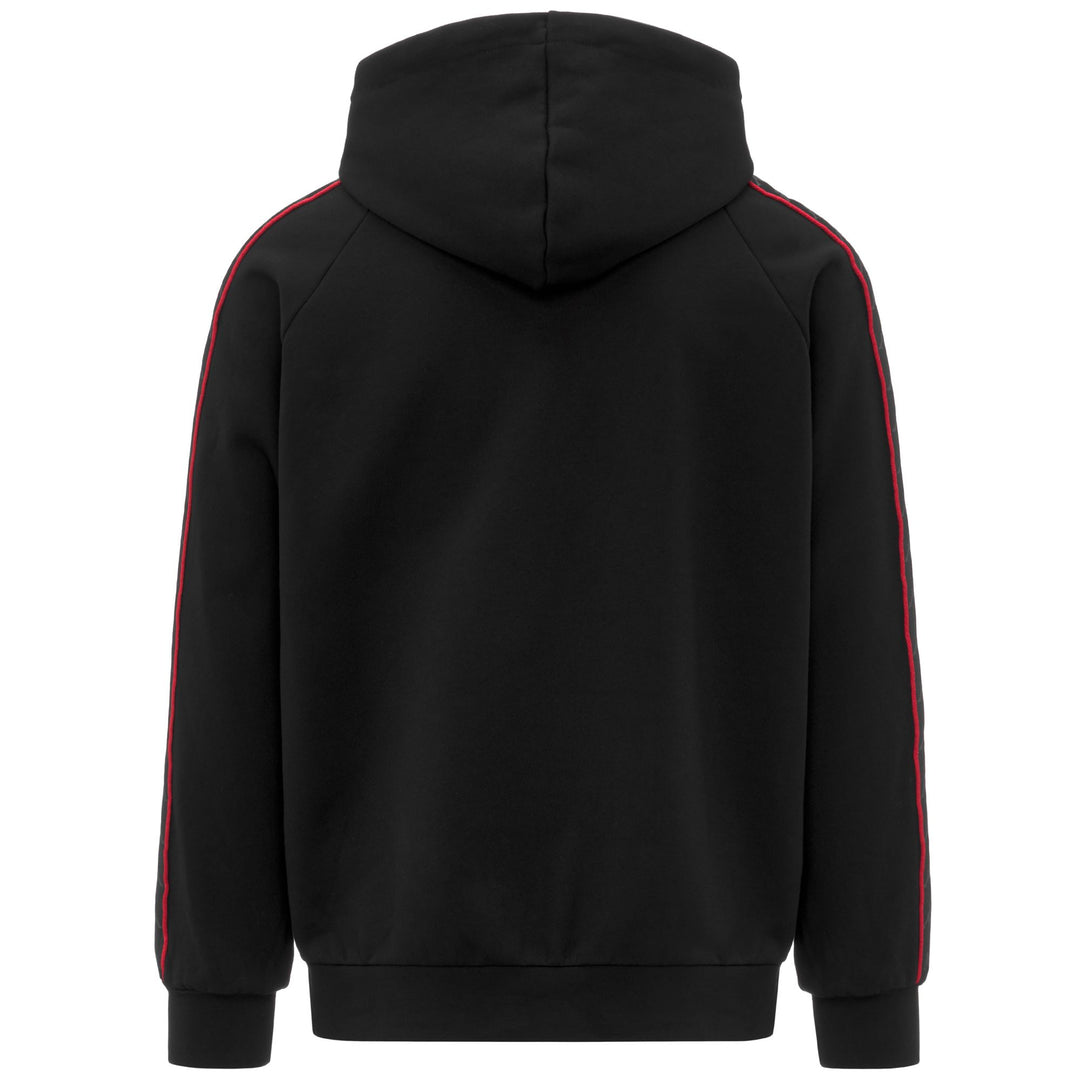 Black and Red Men's Fleece Hoodie with Drawcord and Logos main