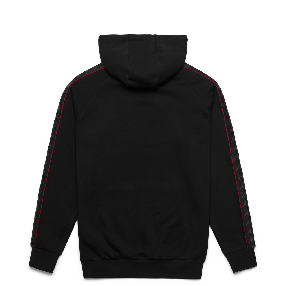 Black and Red Men's Fleece Hoodie with Drawcord and Logos main