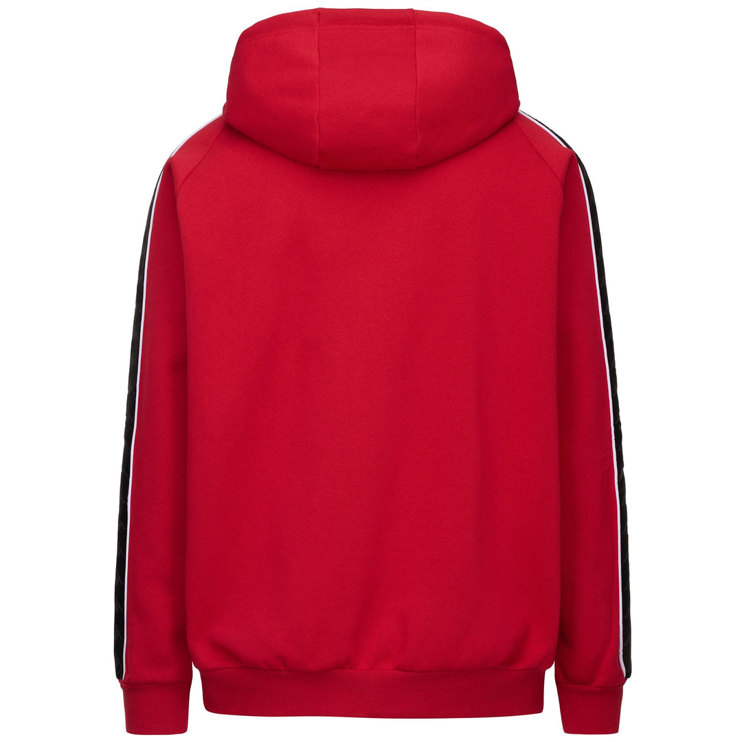 Giacca in pile con cappuccio da uomo rossa con dettagli del logo main