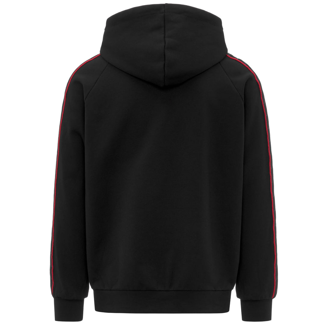 Giacca in pile con cappuccio nera e rossa da uomo con logo main