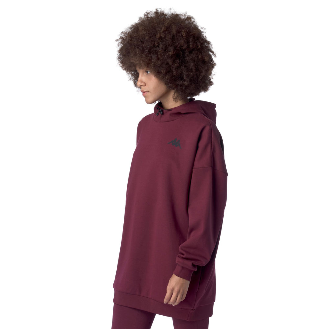 Felpa con cappuccio da allenamento in pile oversize rossa da donna main