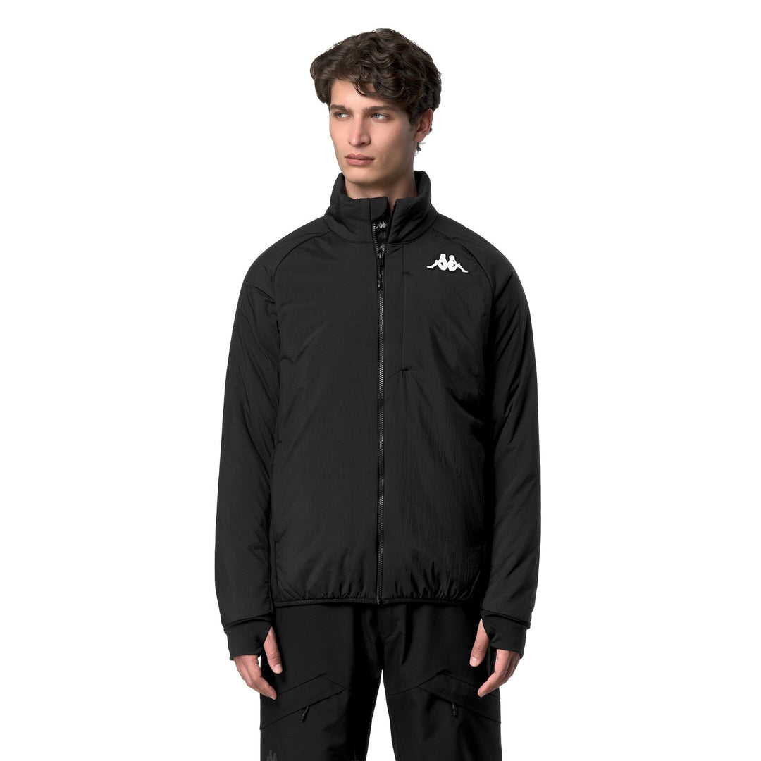 Black Men's Slim Fit Padded Ski Jacket with Water Protection 01