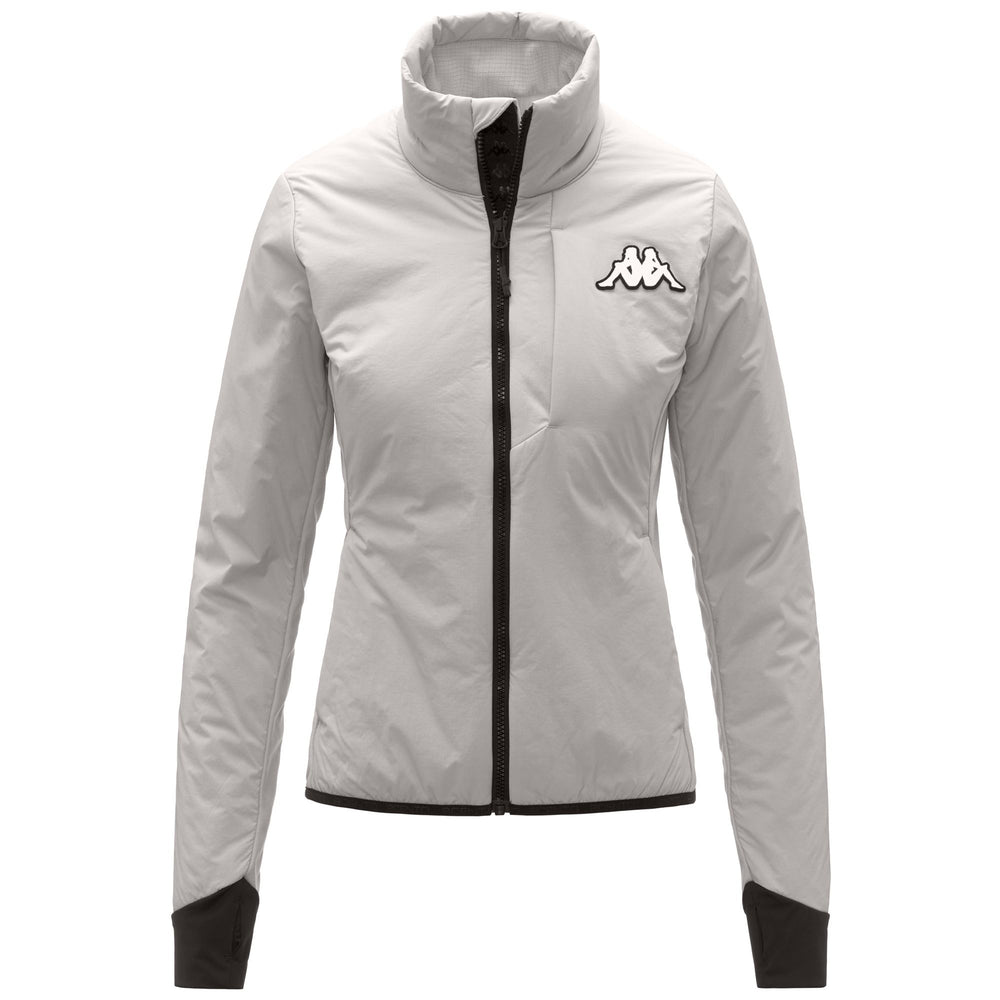 Giacca imbottita media da donna beige con protezione dall'acqua 02