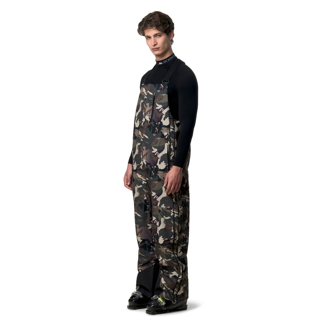 Pantalon de ski imperméable et isolé pour homme, vert, avec bretelles réglables main