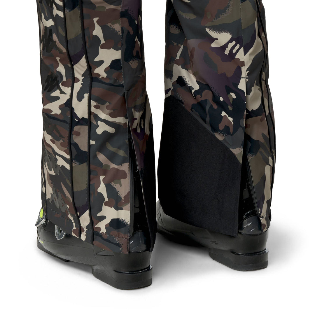 Pantalon de ski imperméable et isolé pour homme, vert, avec bretelles réglables main