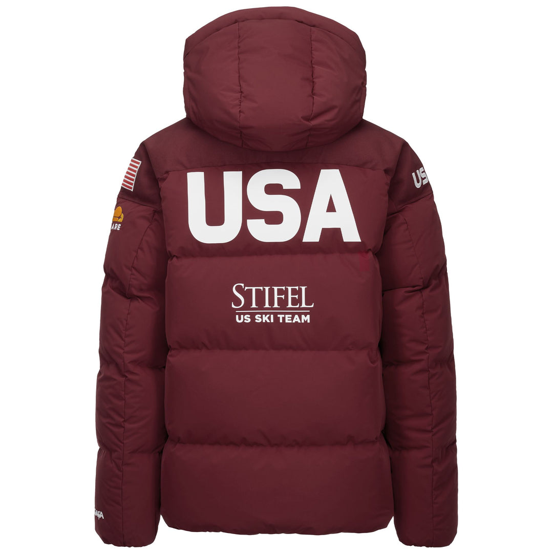 Red Unisex Waterproof Down Ski Jacket with Adjustable Hood main