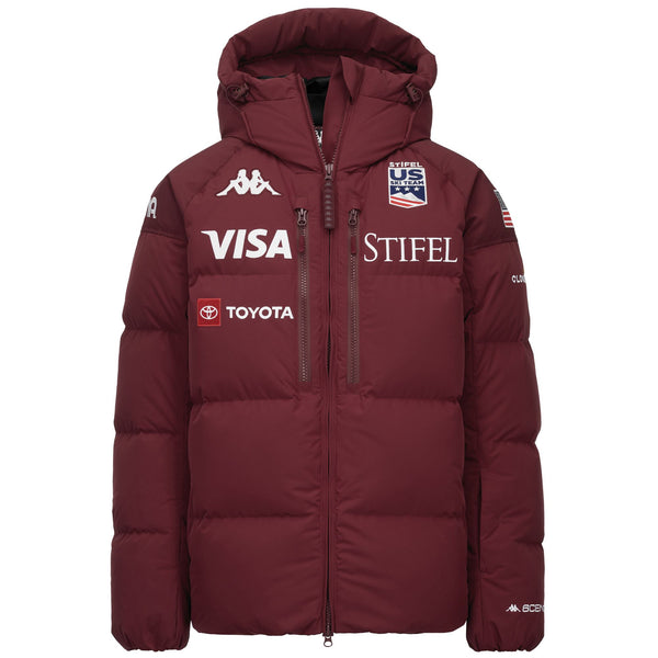 Red Unisex Waterproof Down Ski Jacket with Adjustable Hood | Kappa