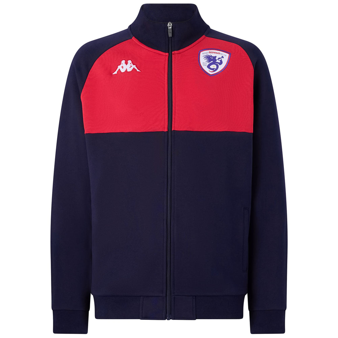 Marine Blue Men's Rugby Fleece Jacket with Hood and Pockets 01