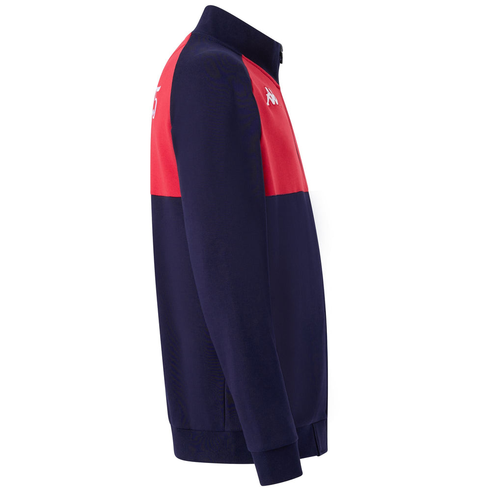 Marine Blue Men's Rugby Fleece Jacket with Hood and Pockets 02
