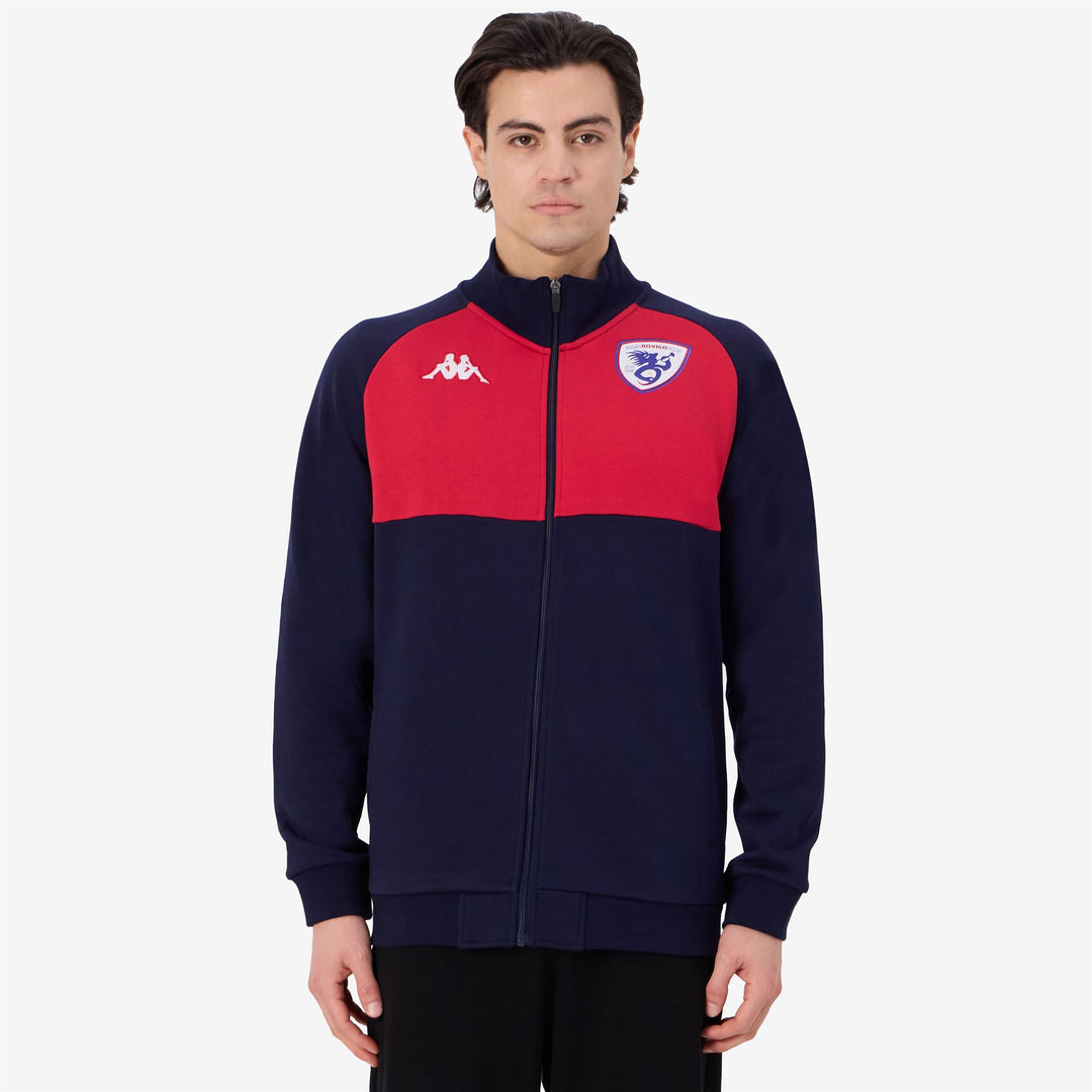 Marine Blue Men's Rugby Fleece Jacket with Hood and Pockets main