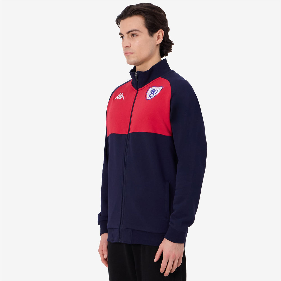 Marine Blue Men's Rugby Fleece Jacket with Hood and Pockets main