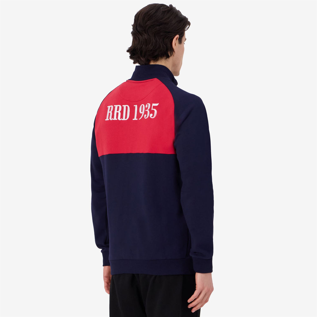 Marine Blue Men's Rugby Fleece Jacket with Hood and Pockets main