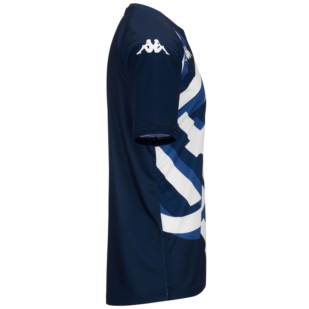 Camisa deportiva de jersey azul de corte entallado para hombre con gráficos main