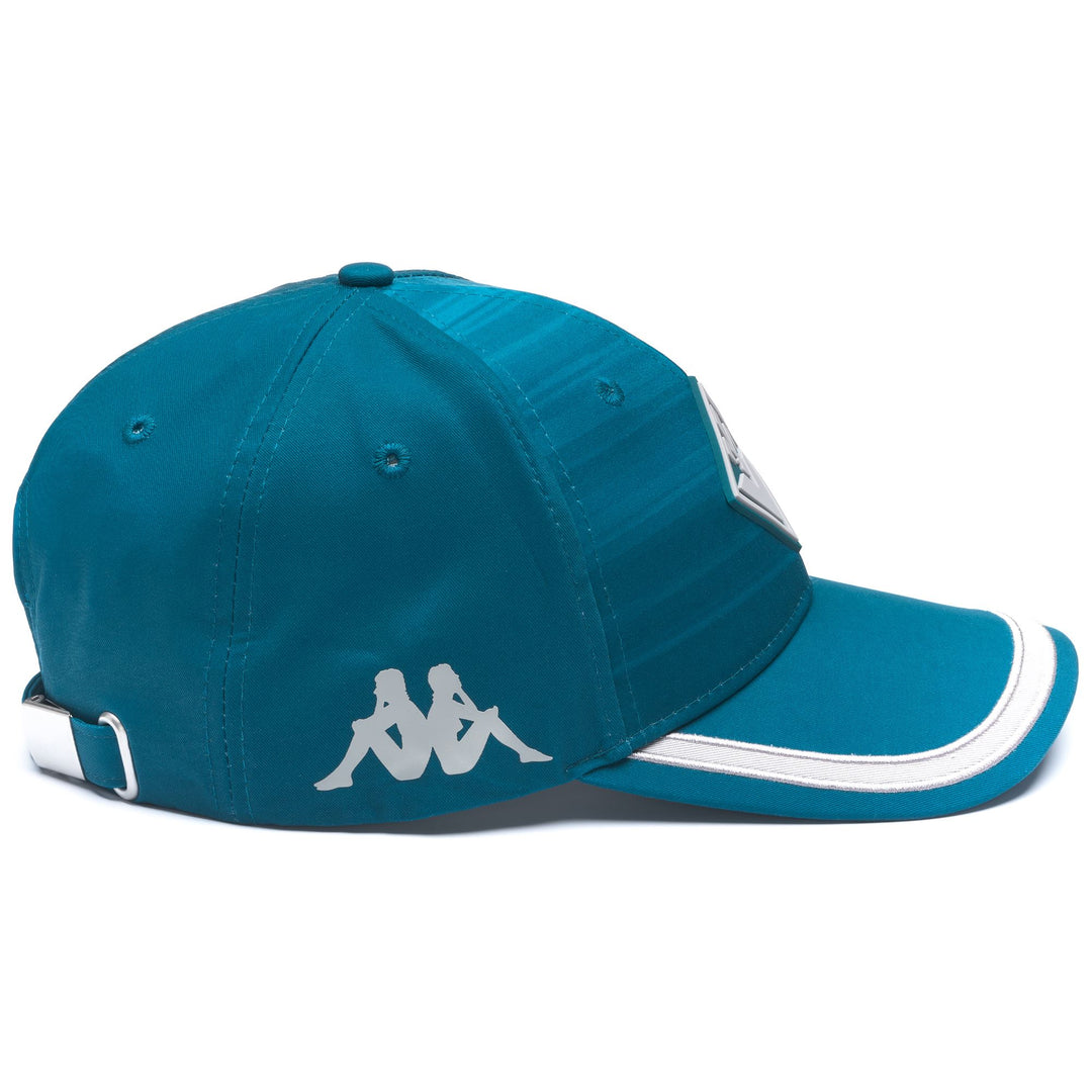 Casquette de football unisexe en sergé bleu et gris avec visière plate main