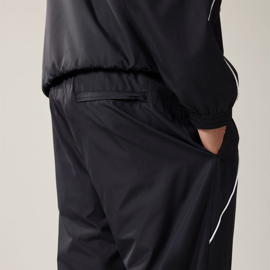 Black Men's Comfort Fit Sportswear Pants with Contrast Color Piping main