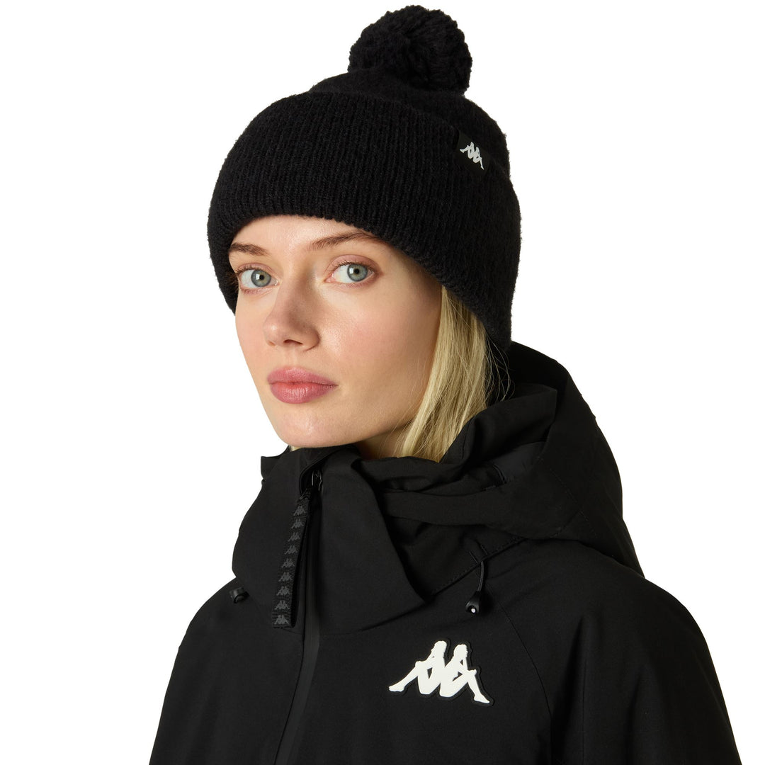 Black Unisex Acrylic Knit Hat with Polar Lining main