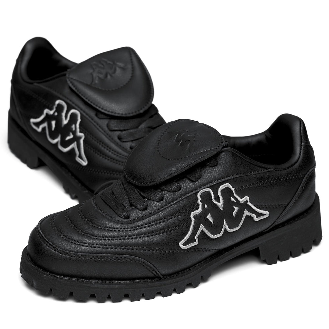 Baskets de marche unisexes noires avec tige en cuir et semelle extérieure VIBRAM main