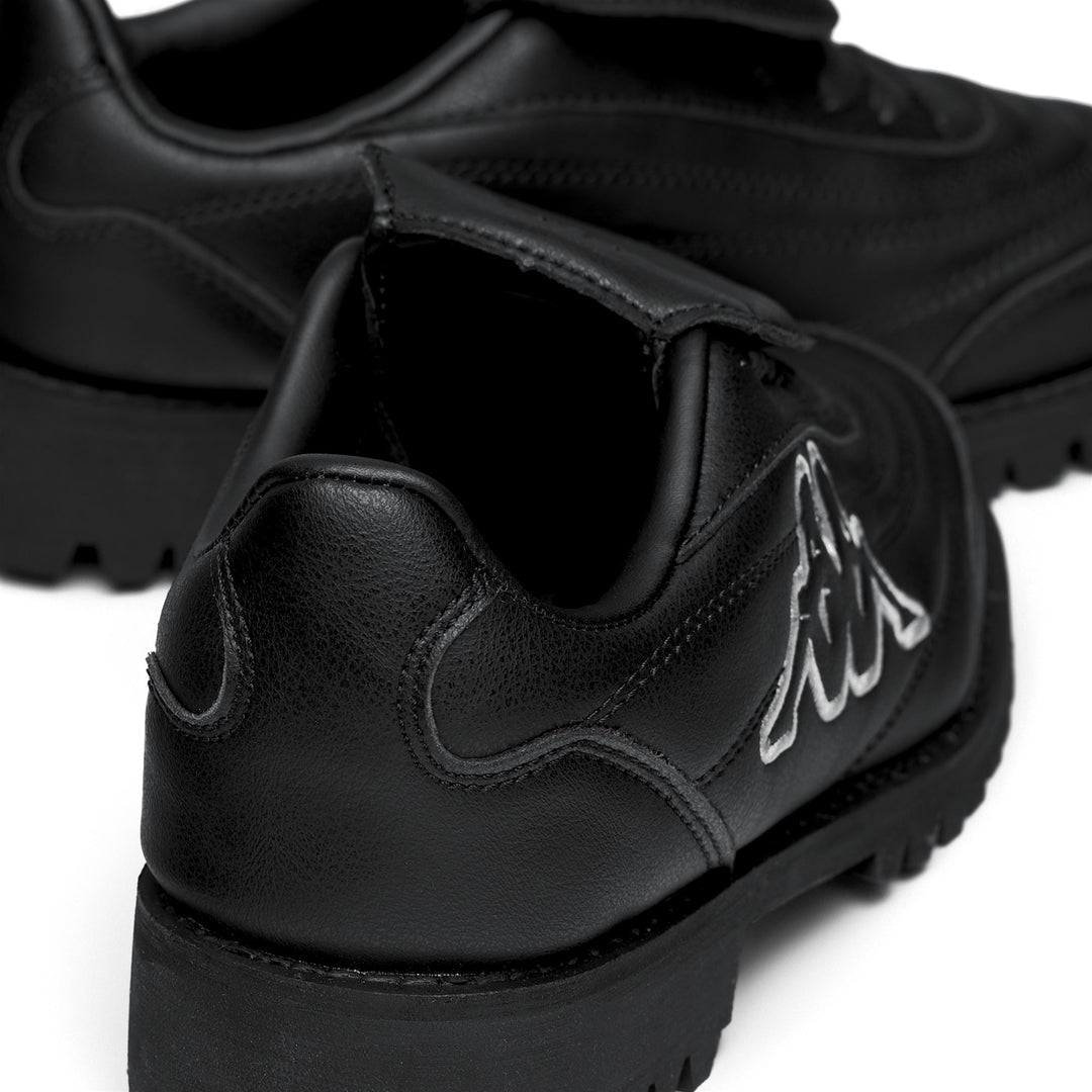 Baskets de marche unisexes noires avec tige en cuir et semelle extérieure VIBRAM main