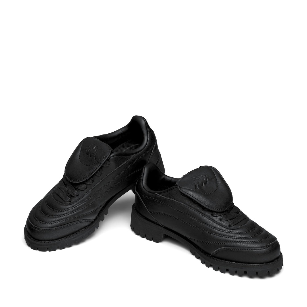 Baskets de marche unisexes noires avec tige en cuir et semelle extérieure VIBRAM main