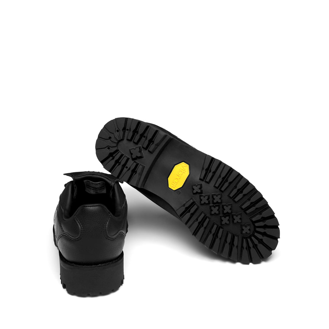 Baskets de marche unisexes noires avec tige en cuir et semelle extérieure VIBRAM main
