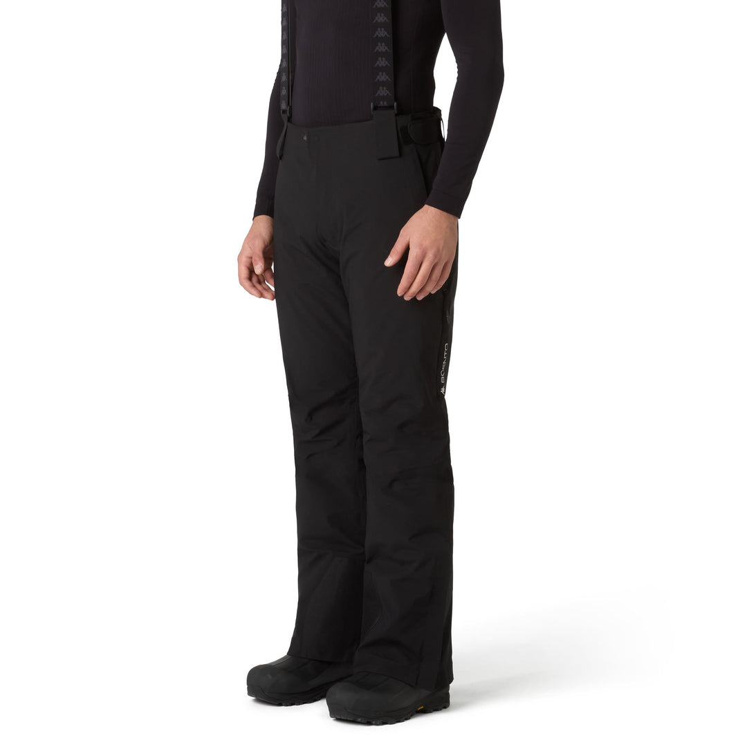 Pantaloni da sci neri da uomo, vestibilità slim, isolanti e impermeabili. 01