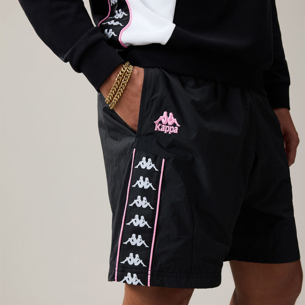 Black Men's Comfort Fit Sportswear Shorts with Mesh Inserts | Kappa