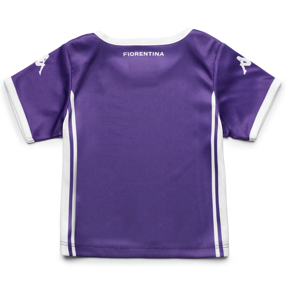 Completo casalingo unisex viola per bambini della Fiorentina con pantaloncini e maglietta 02