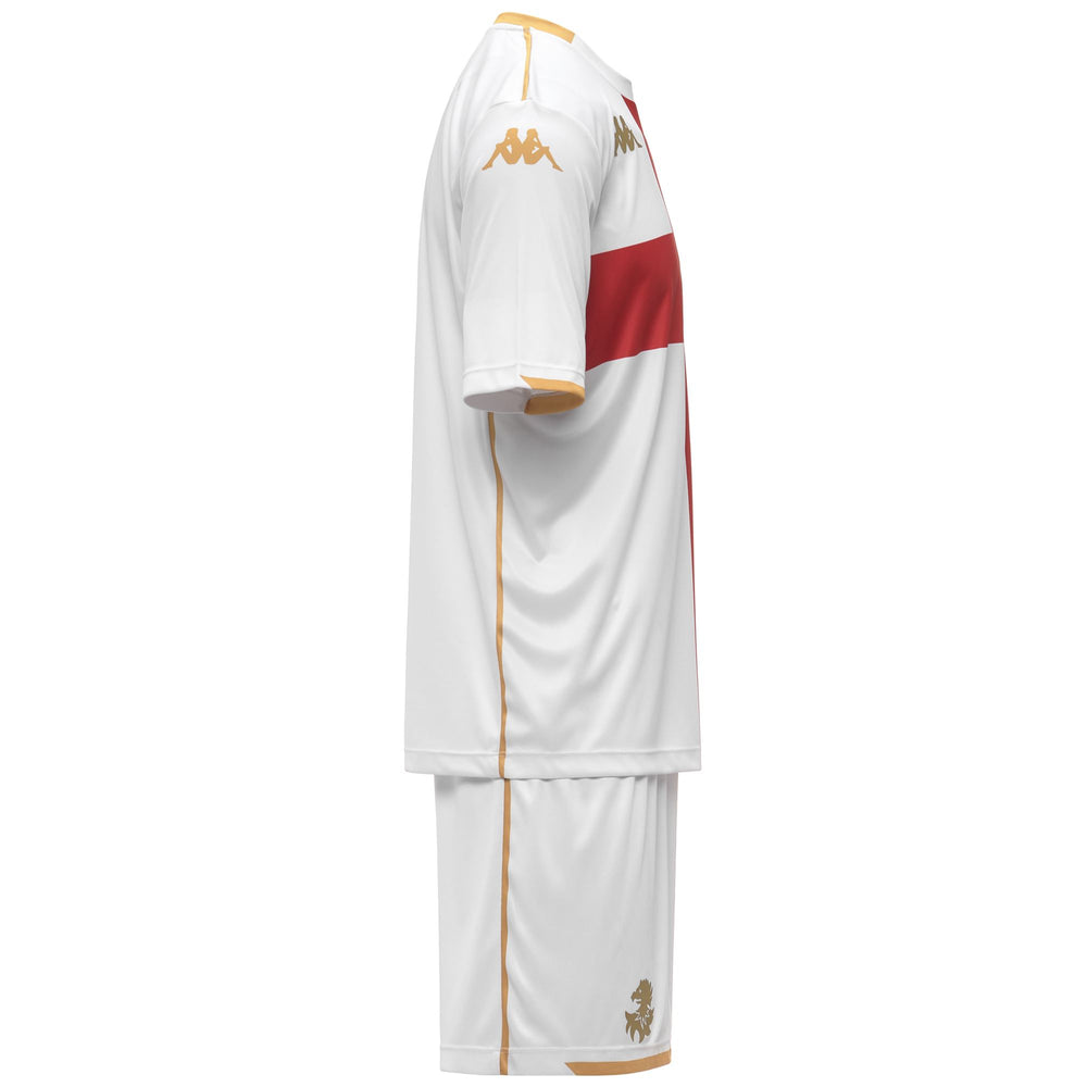 White and Red Blaze Men's Genoa CFC Football Shorts and TShirt Set 02