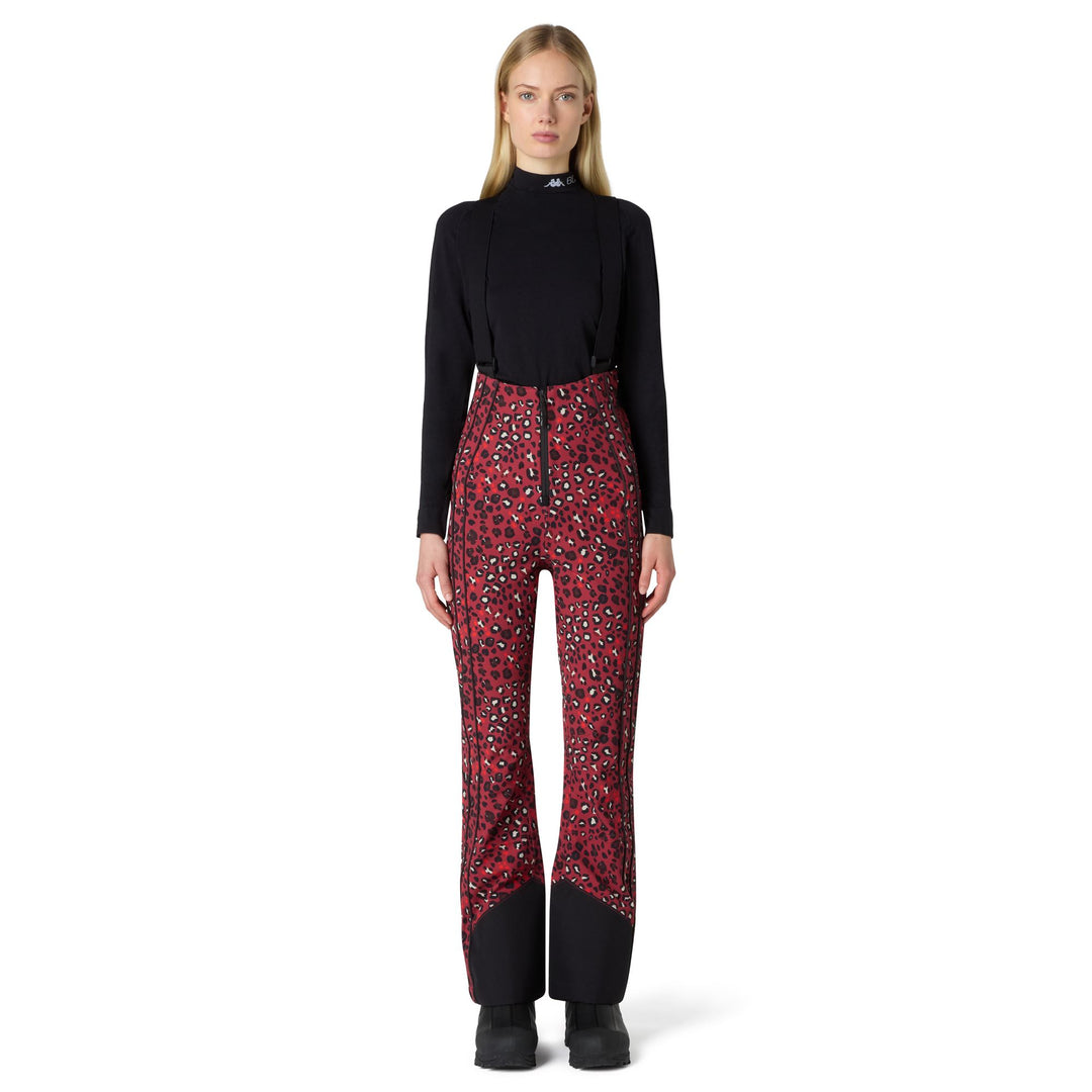 Red Women's High-Waisted Ski Pants with Waterproof Fabric main