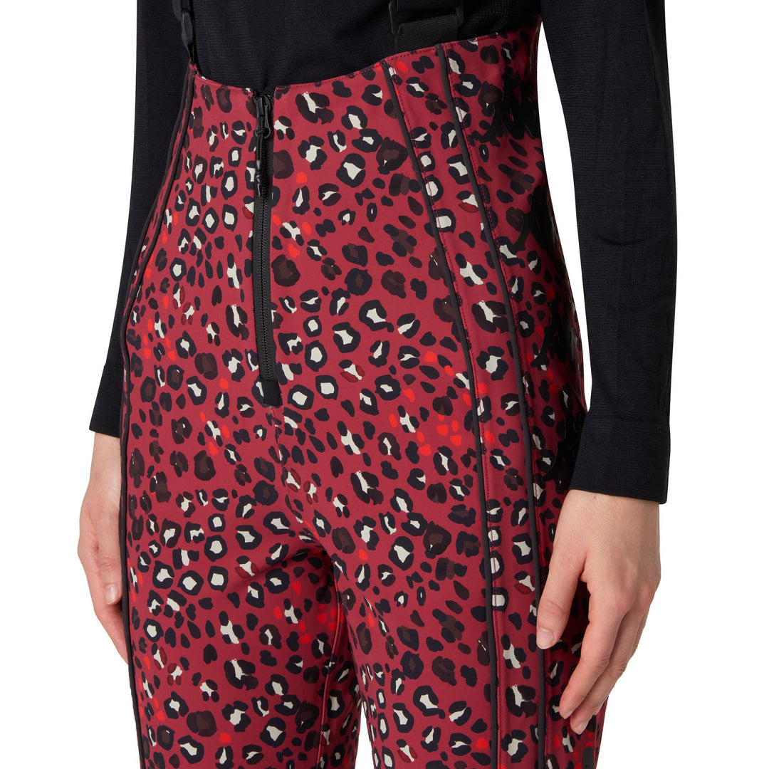 Red Women's High-Waisted Ski Pants with Waterproof Fabric main