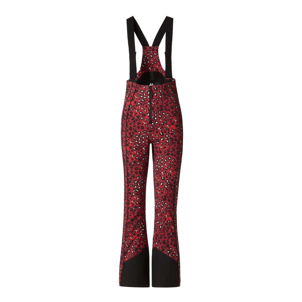Pantalones de esquí rojos de talle alto para mujer con tejido impermeable. 02