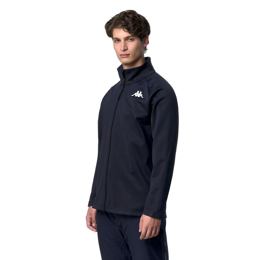 Maglia sportiva unisex slim fit in pile blu con mezza zip main