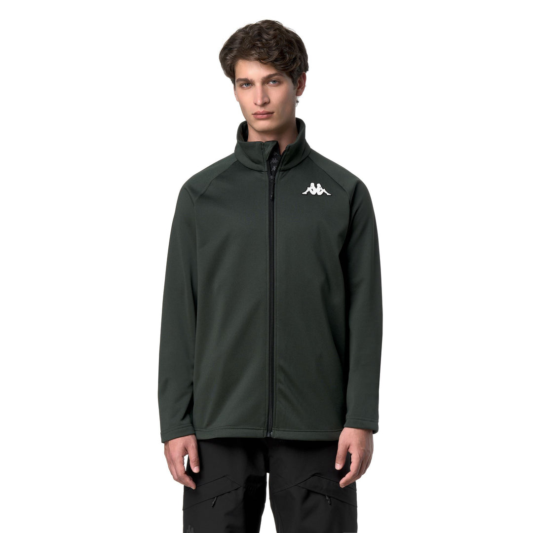 Polaire de ski unisexe verte coupe ajustée avec demi-zip 01