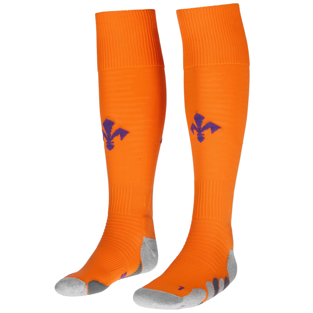Chaussettes hautes de football ACF Fiorentina pour hommes, orange, avec rembourrage 01