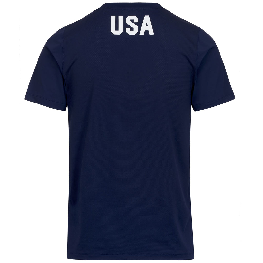 T-shirt d'entraînement bleu pour homme, coupe classique, en jersey extensible main