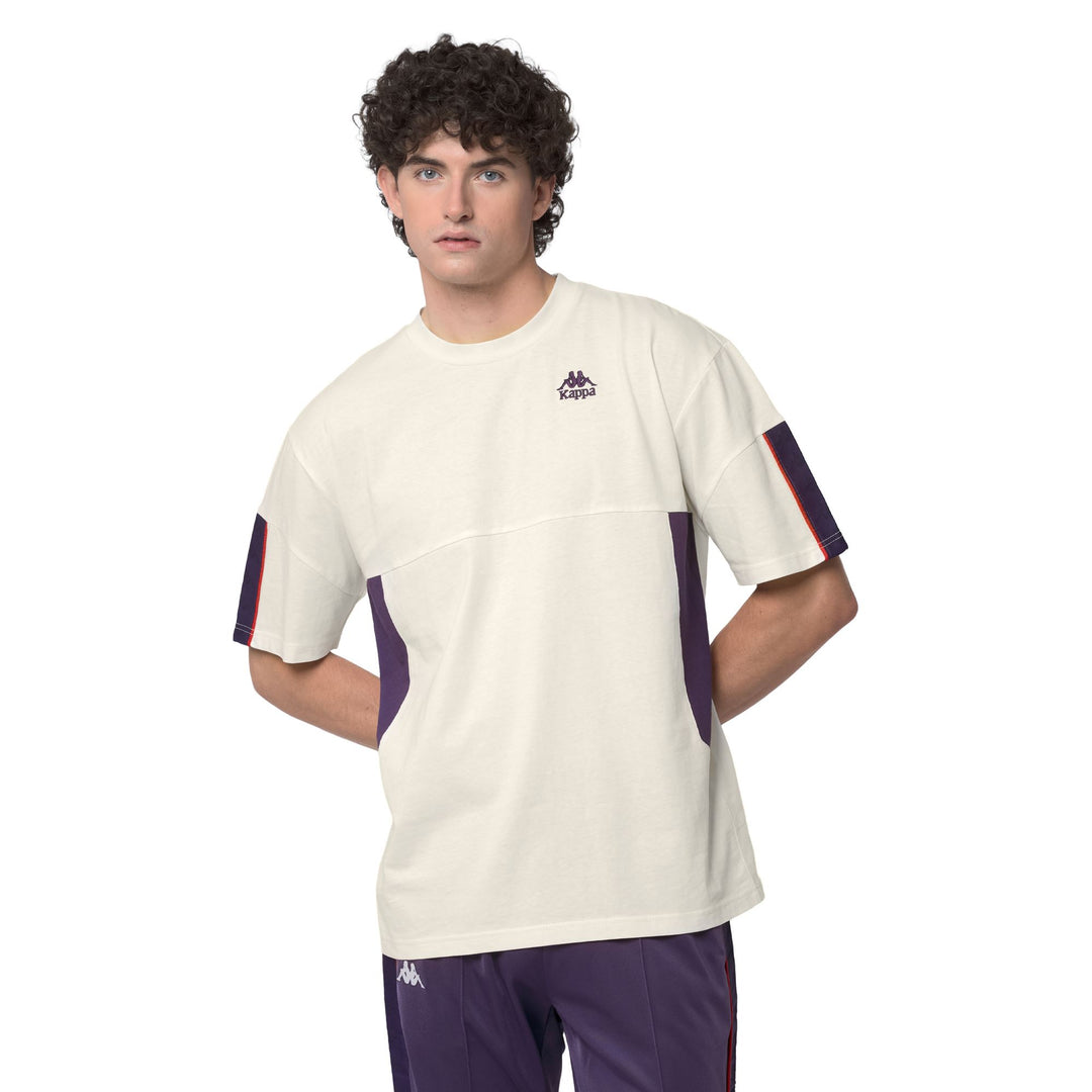 222 BANDA OMRI - T-Shirts & Top - T-Shirt - Man - White Natural-Violet Anil main